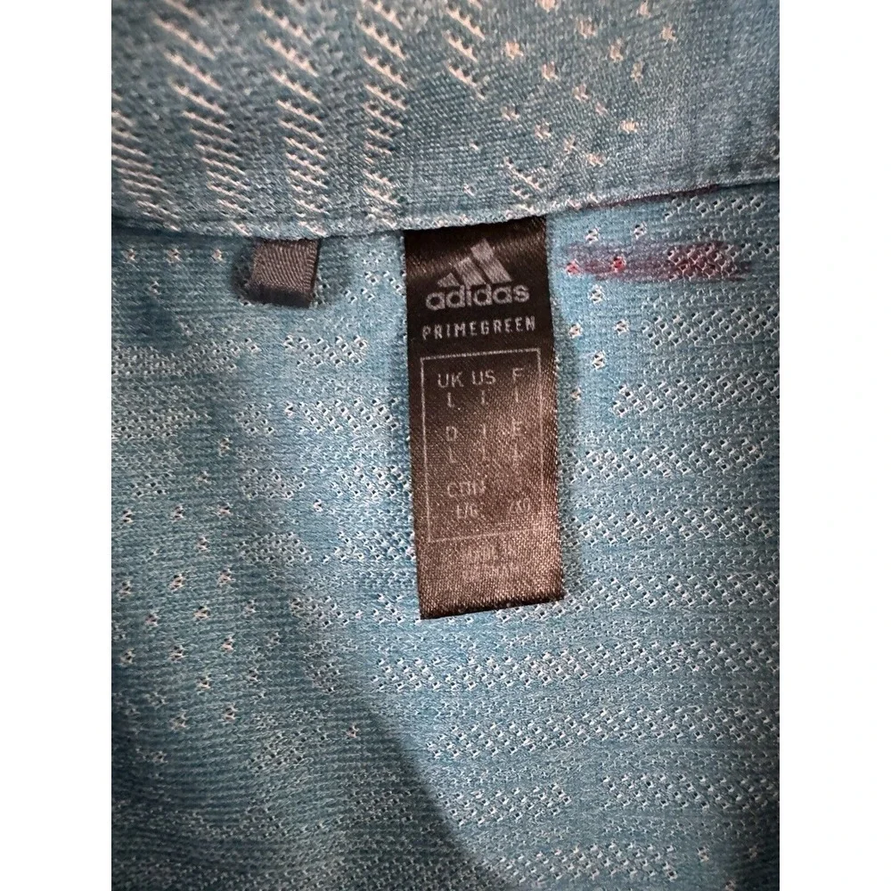Adidas Primegreen Men's‎ Golf Polo Shirt L Blue Camo Short Sleeve Vented Euc